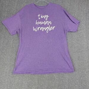 RURAL KING UNISEX WOMENS PURPLE WHITE TINY HUMAN WRANGLER CREW NECK TSHIRT XL